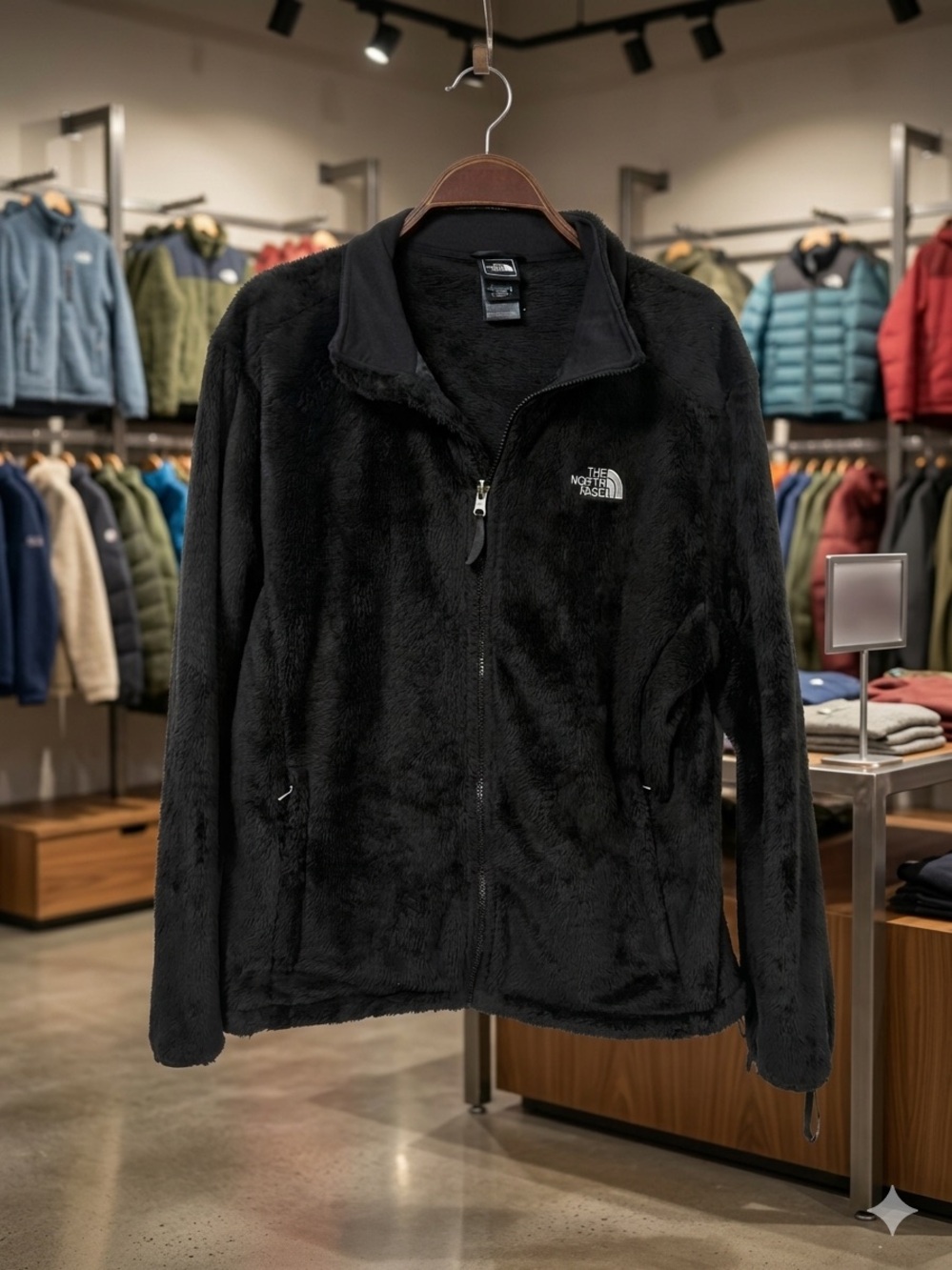 The North Face Black Plush Full-Zip Bomber Jacket